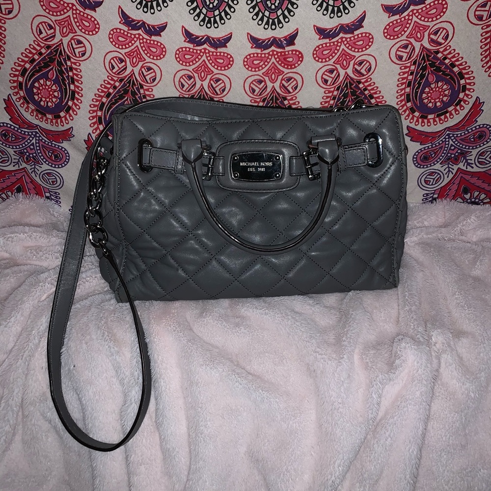 Gray Quilted Pattern Michael Kors Purse